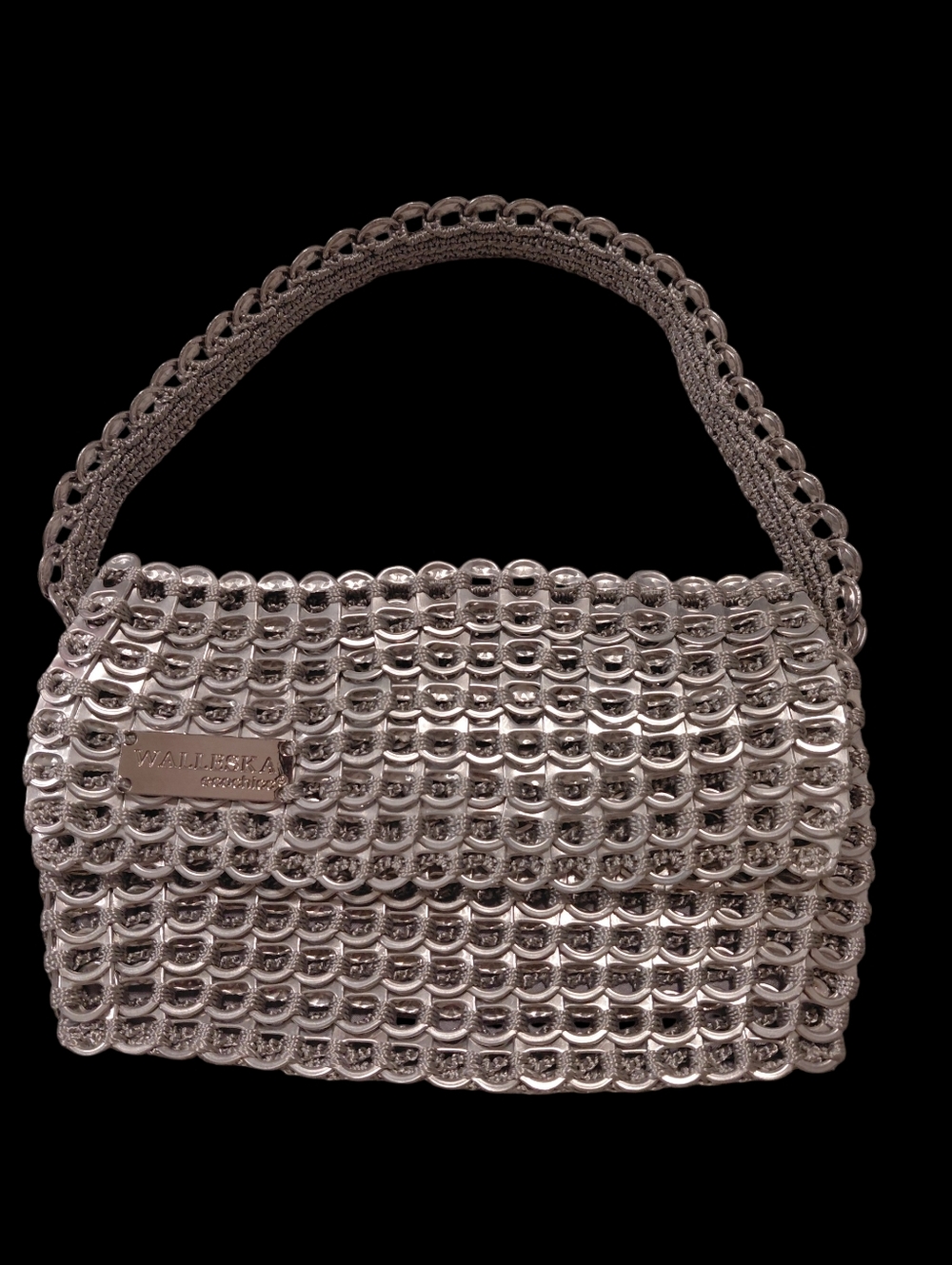 Walleska Eccochicc Silver Crocheted Upcycled Bag